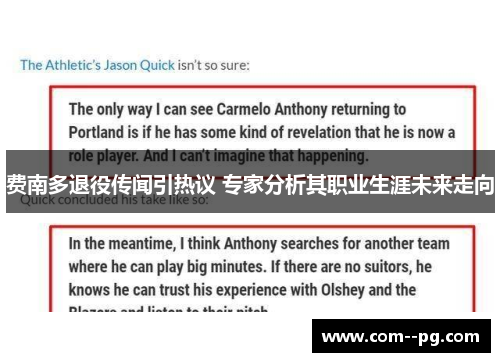 费南多退役传闻引热议 专家分析其职业生涯未来走向